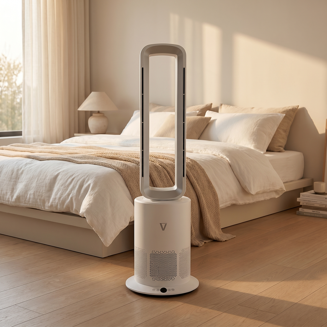Vortex Air Cleanse Bladeless Air Purifier Heater Cooler Silver