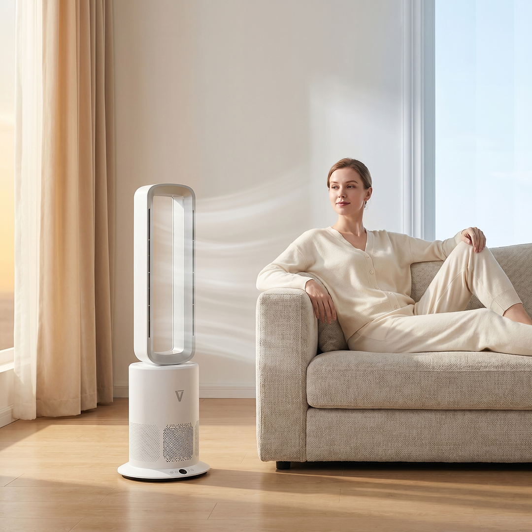 Vortex Air Cleanse Bladeless Air Purifier Heater Cooler Silver