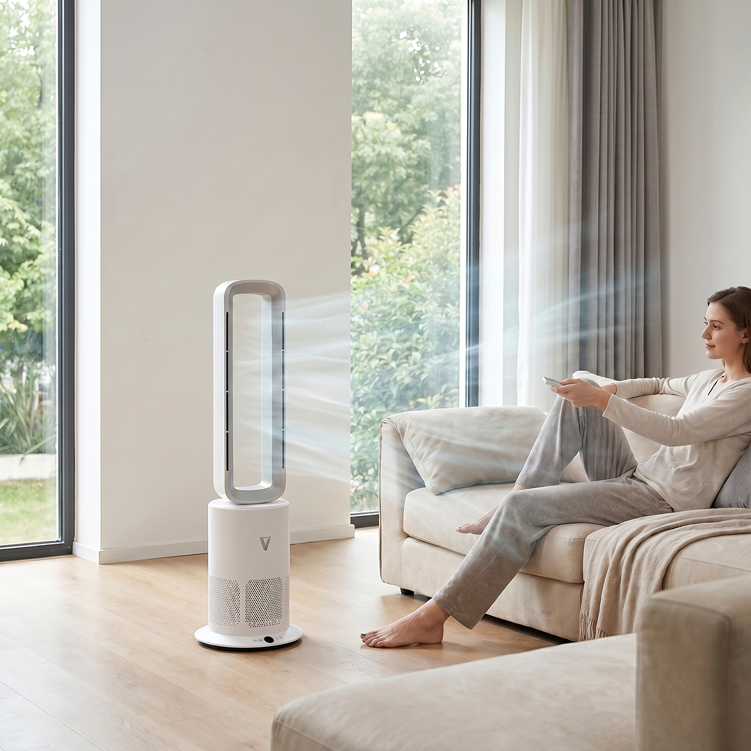 Vortex Air Cleanse Bladeless Air Purifier Heater Cooler Silver